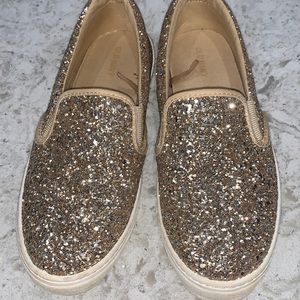 Old Navy Slip-on Sneaker Taupe Glitter Womens size 7 VGUC